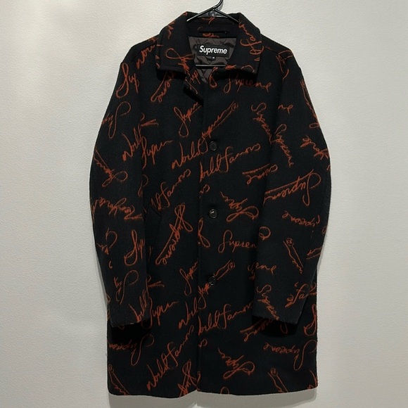 Supreme Script Logos Wool Overcoat - M - Picture 8 of 12